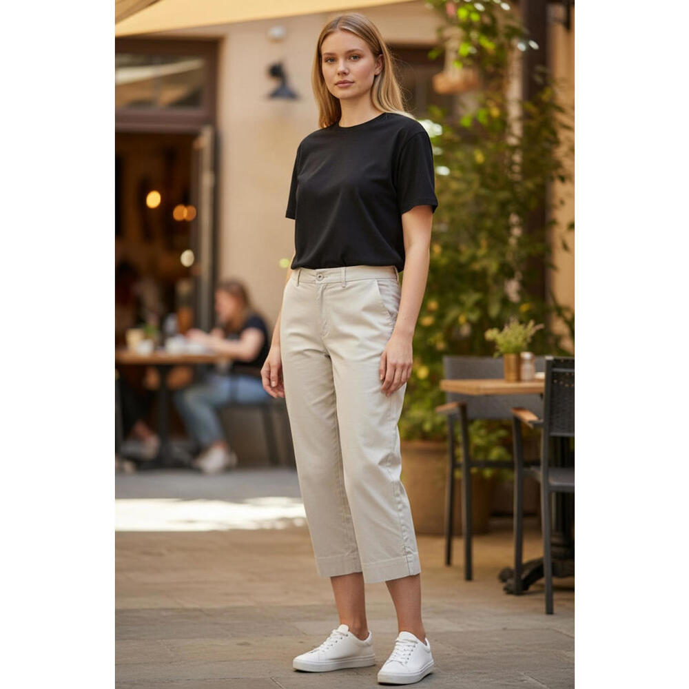 Talbots Pants Womens 18W Cropped Ankle Straight Cotton Stretch Khaki Classic